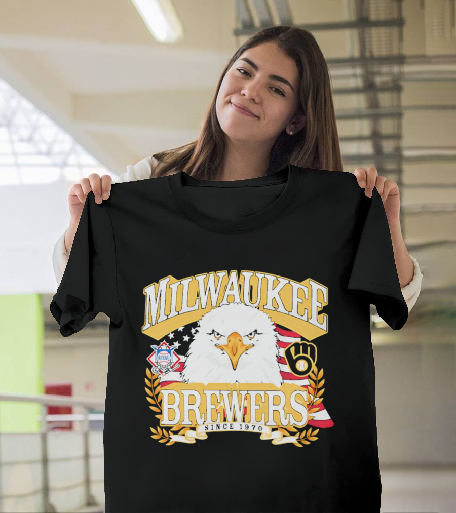 Milwaukee Brewers Eagle American Flag 250th Celebration T-Shirt
