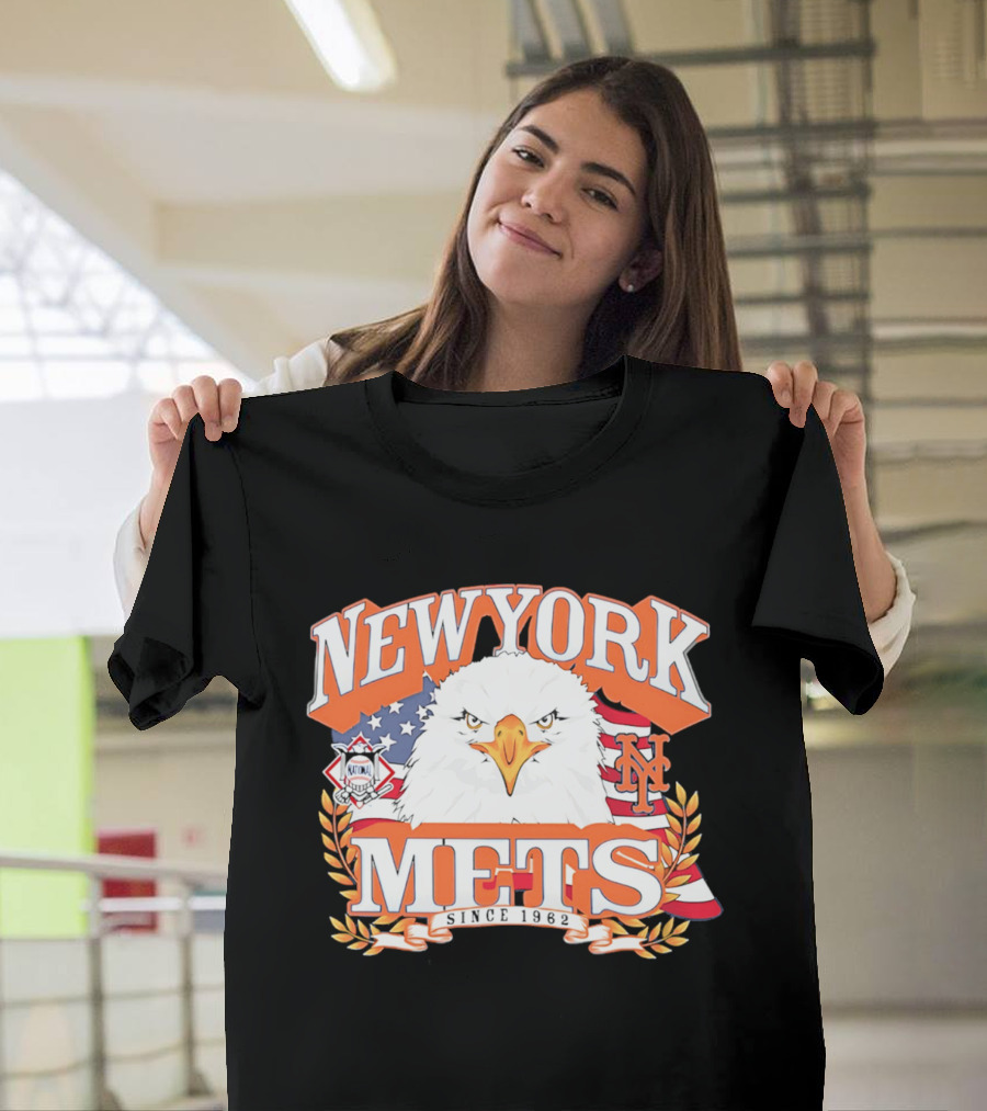 New York Mets Americana Eagle Celebrating National League And Stars Stripes T-Shirt