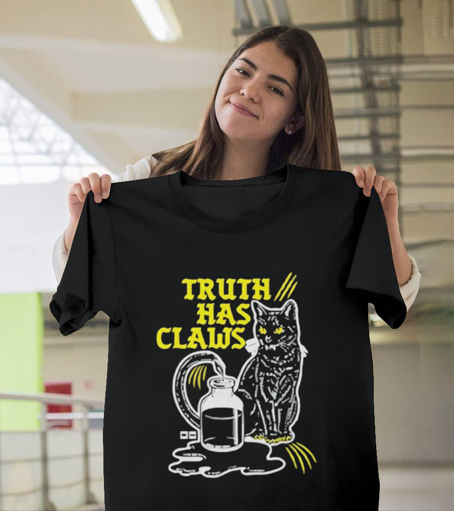 Truth Has Claws Cat Spilled Milk T-Shirt