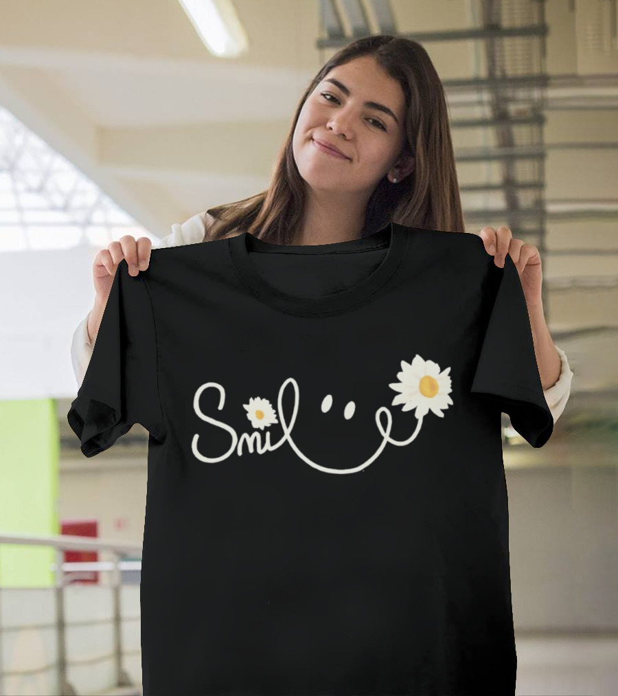 Smile Daisy Flower Icon With Happy Face T-Shirt