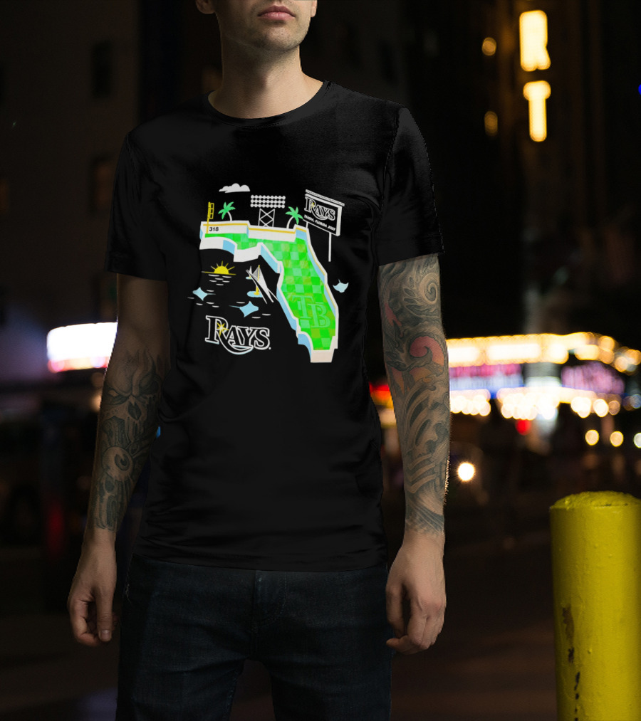 Tampa Bay Rays Florida Map TB Stadium Palms And Sunshine T-Shirt