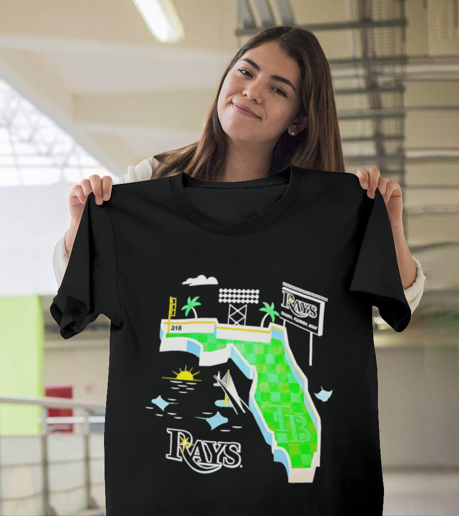 Tampa Bay Rays Florida Map TB Stadium Palms And Sunshine T-Shirt