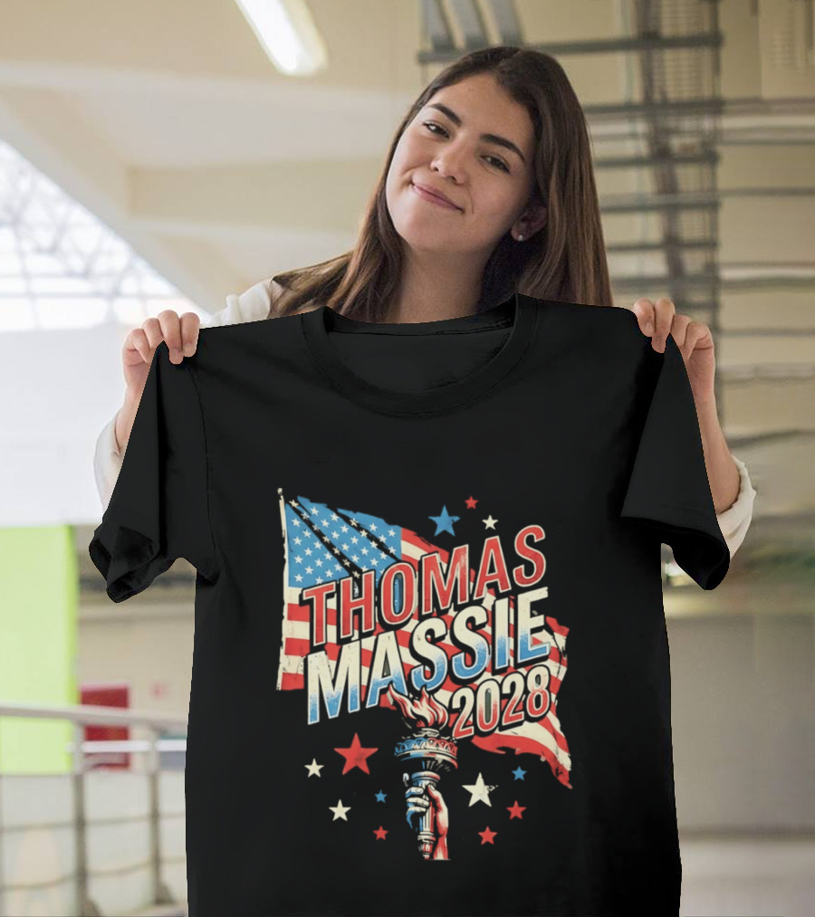 Thomas Massie 2028 American Flag Liberty Torch Stars T-Shirt