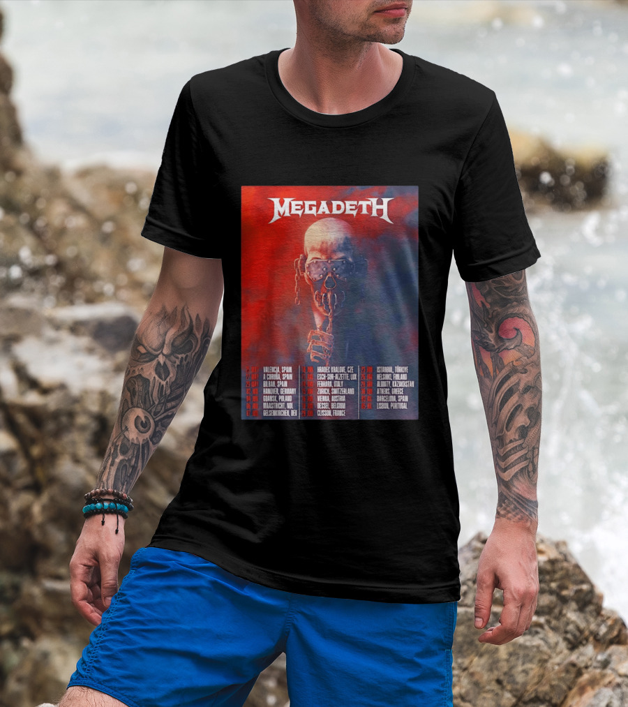 Megadeth 2026 Farewell Tour Europe Dates And Venues T-Shirt