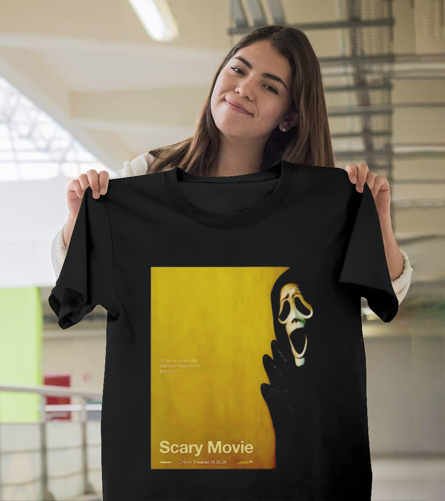 What Happens In The Backroom Stays In The Backroom Scary Movie 6 Backrooms Only In Theatres 06.05.26 T-Shirt