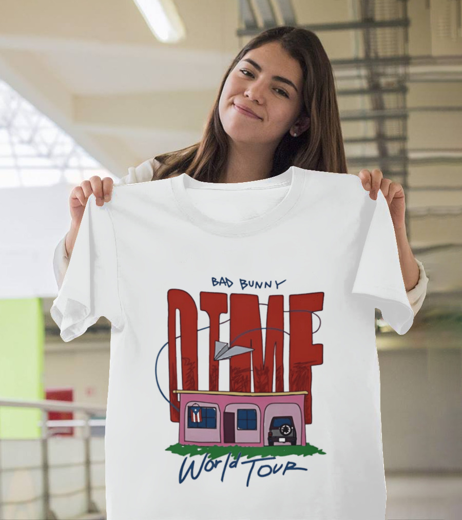 Bad Bunny Dtmf World Tour 2026 Paper Airplane Pink House Jeep T-Shirt