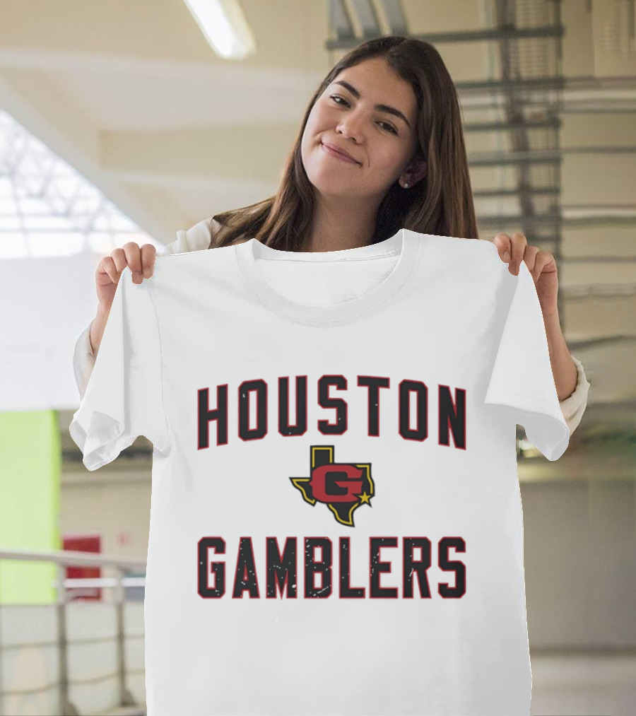 Houston Gamblers Jim Kelly Ricky Sanders USFL Texas Astrodome Team Gear T-Shirt