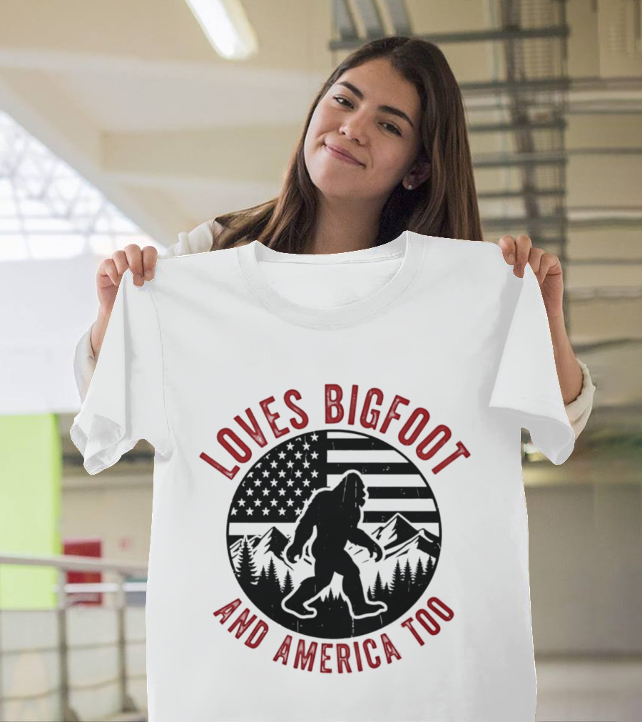 Sasquatch Cryptozoology America Loves Bigfoot And United States Too T-Shirt