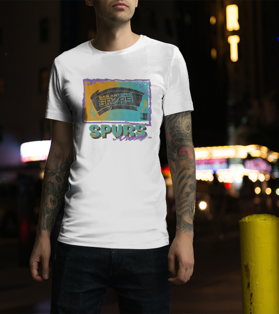 San Antonio Spurs White Surf Foundation Retro Colorful NBA T-Shirt