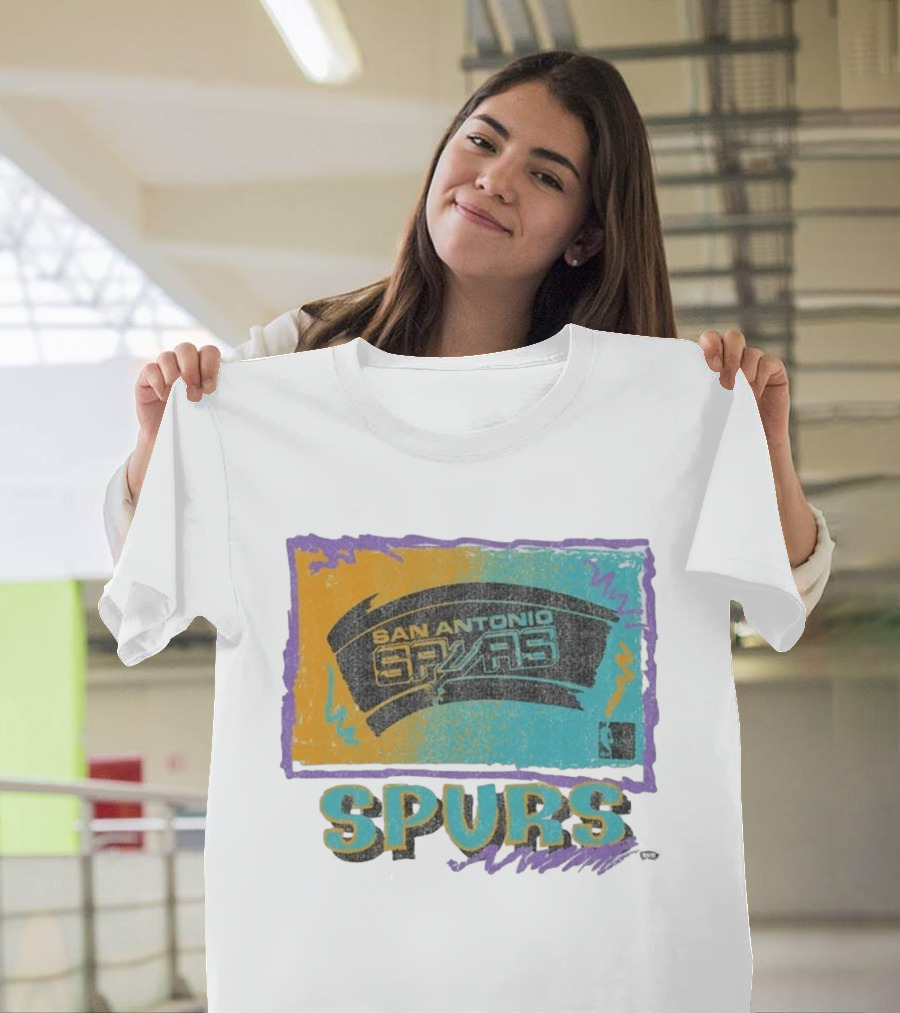 San Antonio Spurs White Surf Foundation Retro Colorful NBA T-Shirt