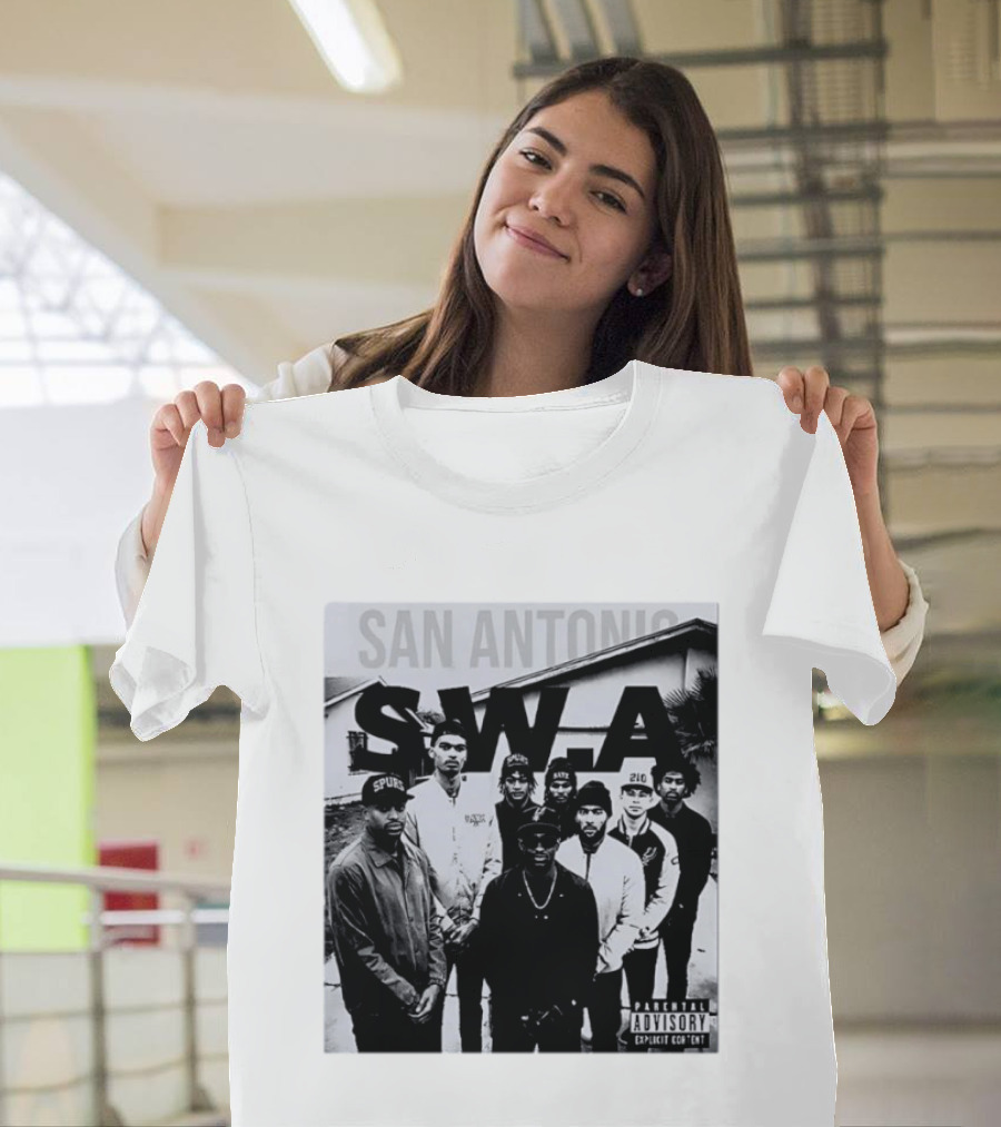 San Antonio Swa Paradvisory Explicit Content 210 Spurs Black And White Group T-Shirt