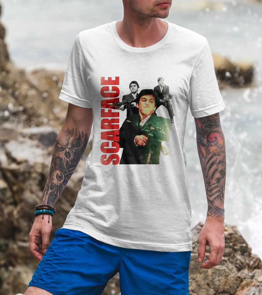 Scarface Tony Montana Al Pacino 1983 Miami Iconic Movie Moment T-Shirt