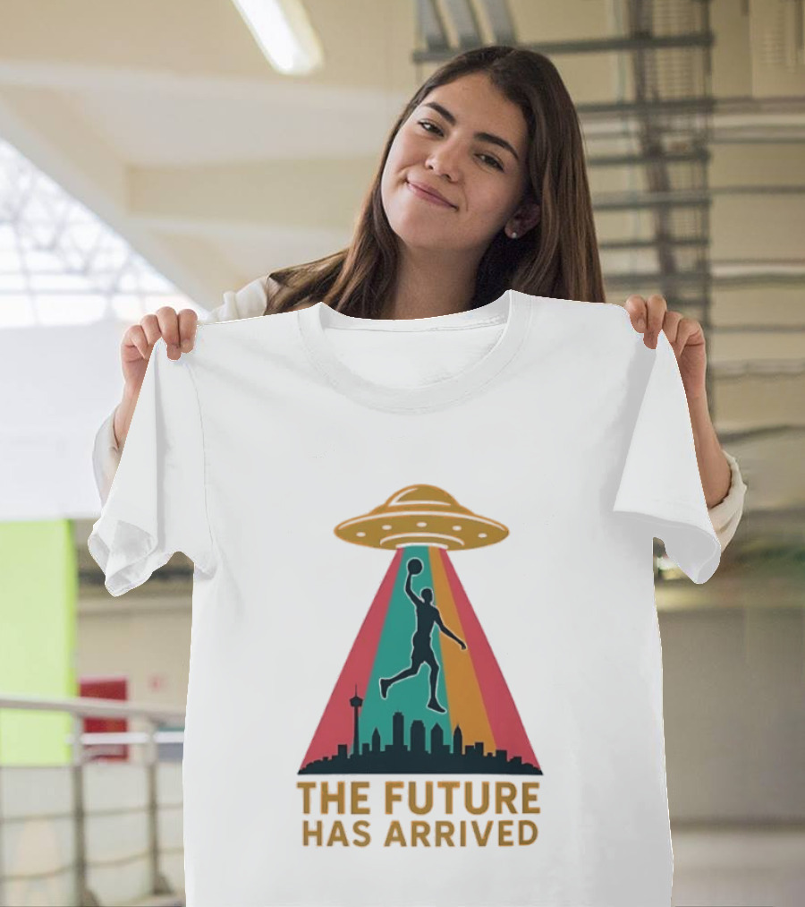 Victor Wembanyama San Antonio Spurs NBA The Future Has Arrived UFO Skyline T-Shirt