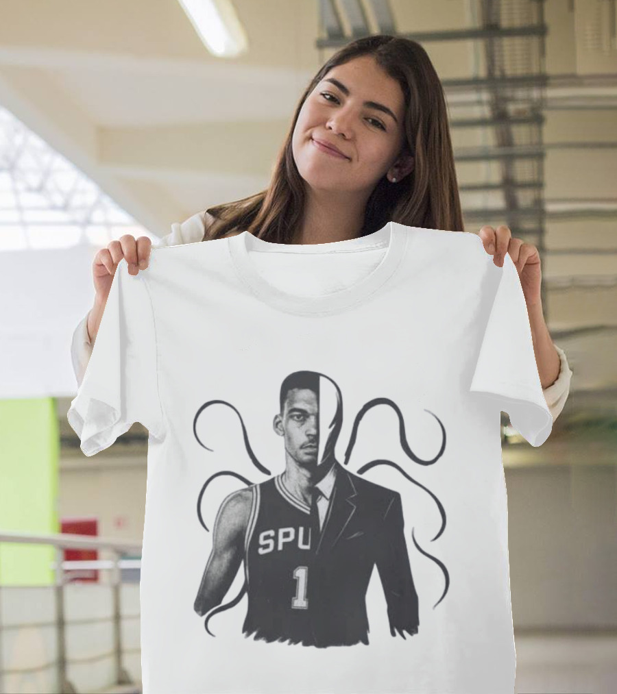 Victor Wembanyama Spurs Slenderman Crossover Alien T-Shirt