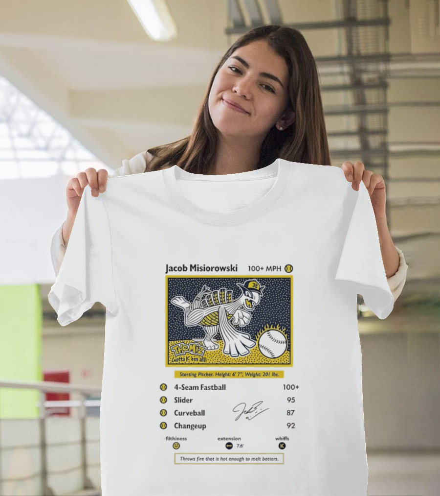 Jacob Misiorowski Milwaukee Brewers The Miz 100+ MPH Fastball Card T-Shirt