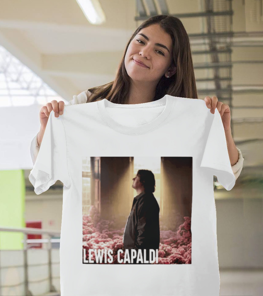 Lewis Capaldi Standing In Floral Scene With Sunlight In Concert Photo T-Shirt