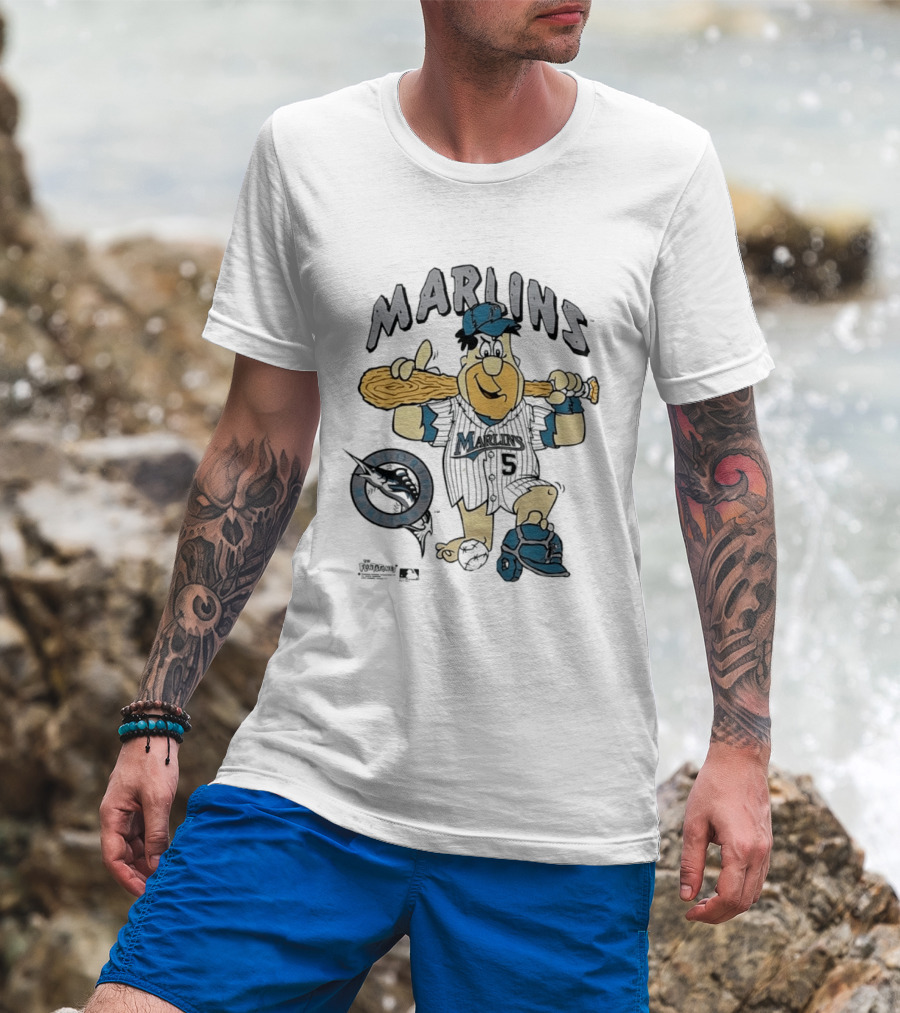Miami Marlins Fred Flintstone Baseball 1994 T-Shirt
