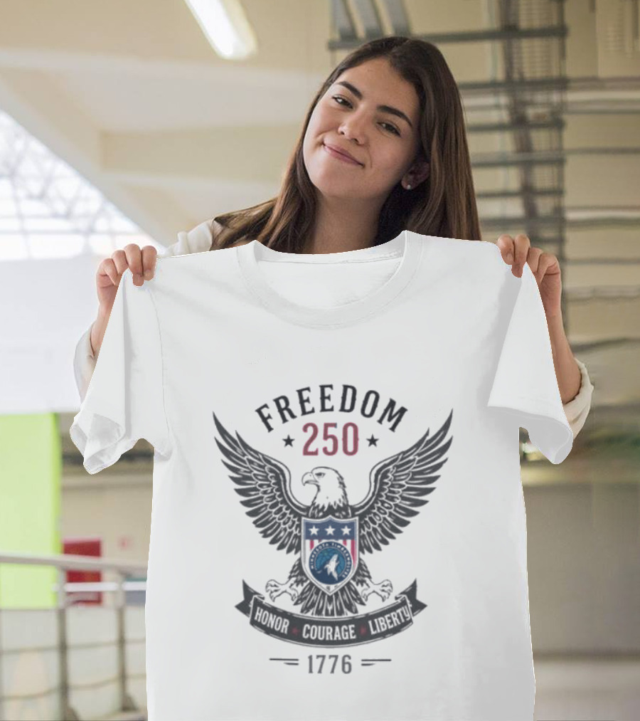 Freedom 250 Eagle Honor Courage Liberty 1776 T-Shirt