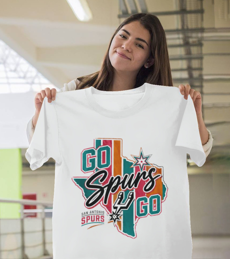 San Antonio Spurs Go Spurs Go Texas Outline NBA Team Spirit T-Shirt