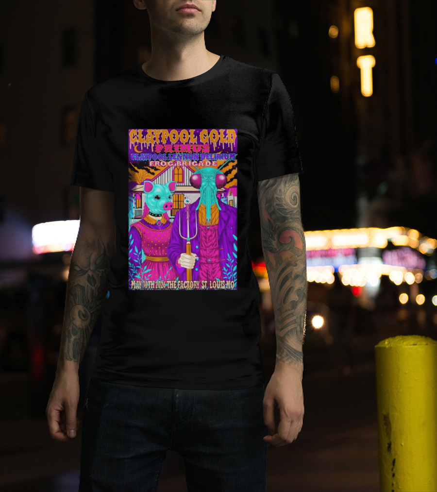 Claypool Gold Primus Lennon Delirium Frog Brigade Concert May 30th 2026 St Louis Mo T-Shirt
