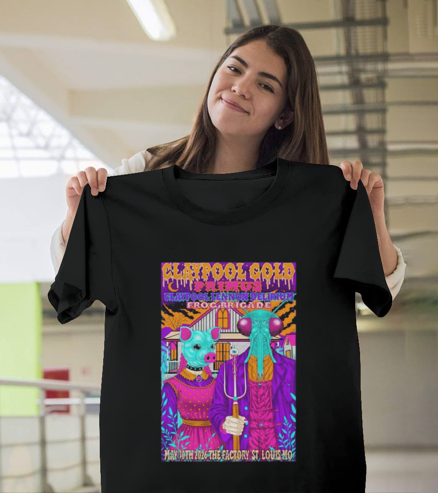 Claypool Gold Primus Lennon Delirium Frog Brigade Concert May 30th 2026 St Louis Mo T-Shirt