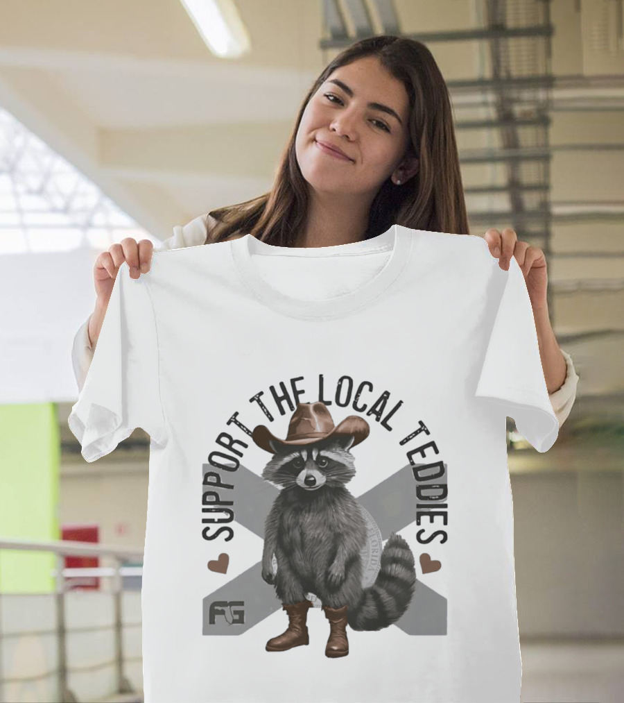 Raccoon Cowboy Support The Local Teddies T-Shirt