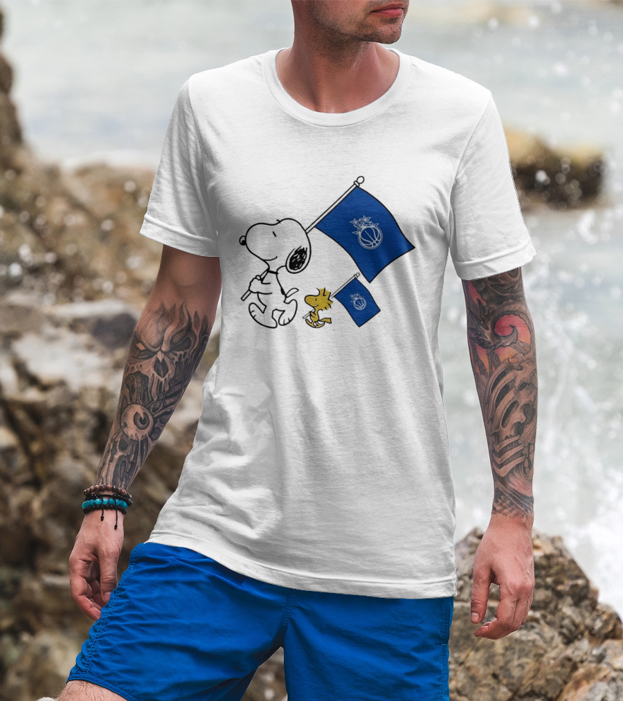 Snoopy And Woodstock Orlando Magic Team Flags Support T-Shirt