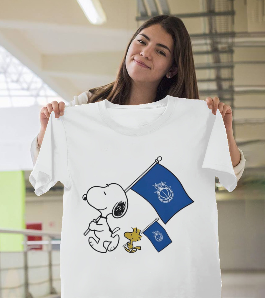 Snoopy And Woodstock Orlando Magic Team Flags Support T-Shirt