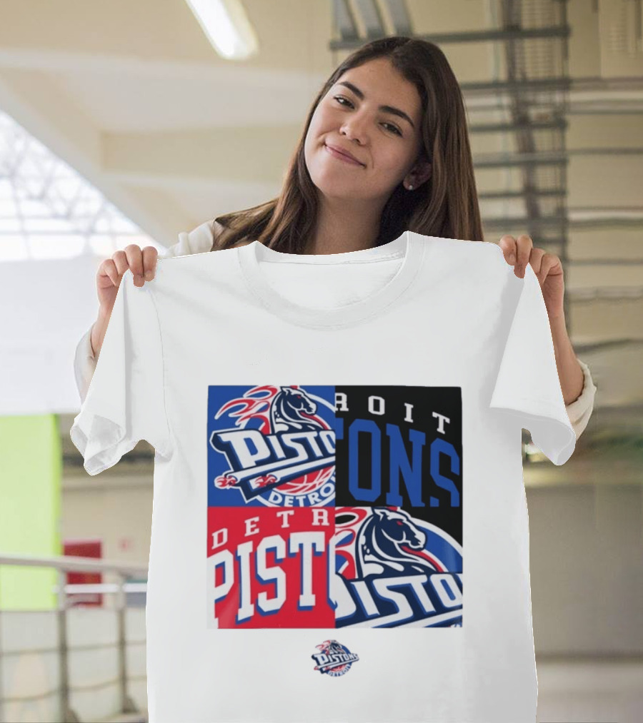 Detroit Pistons New Era Block PISTONS DETROIT Basketball T-Shirt