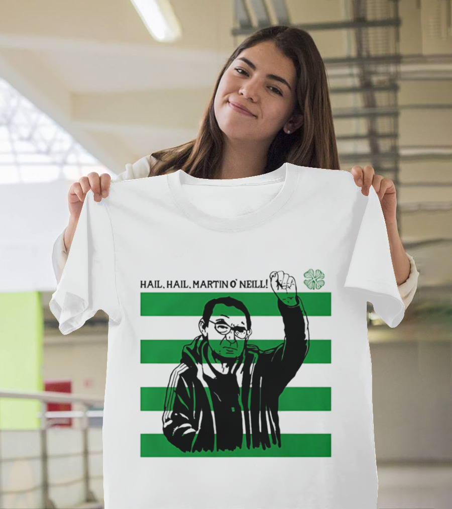 Hail Hail Martin O Neill Iconic Gesture Four Leaf Clover Stripes T-Shirt