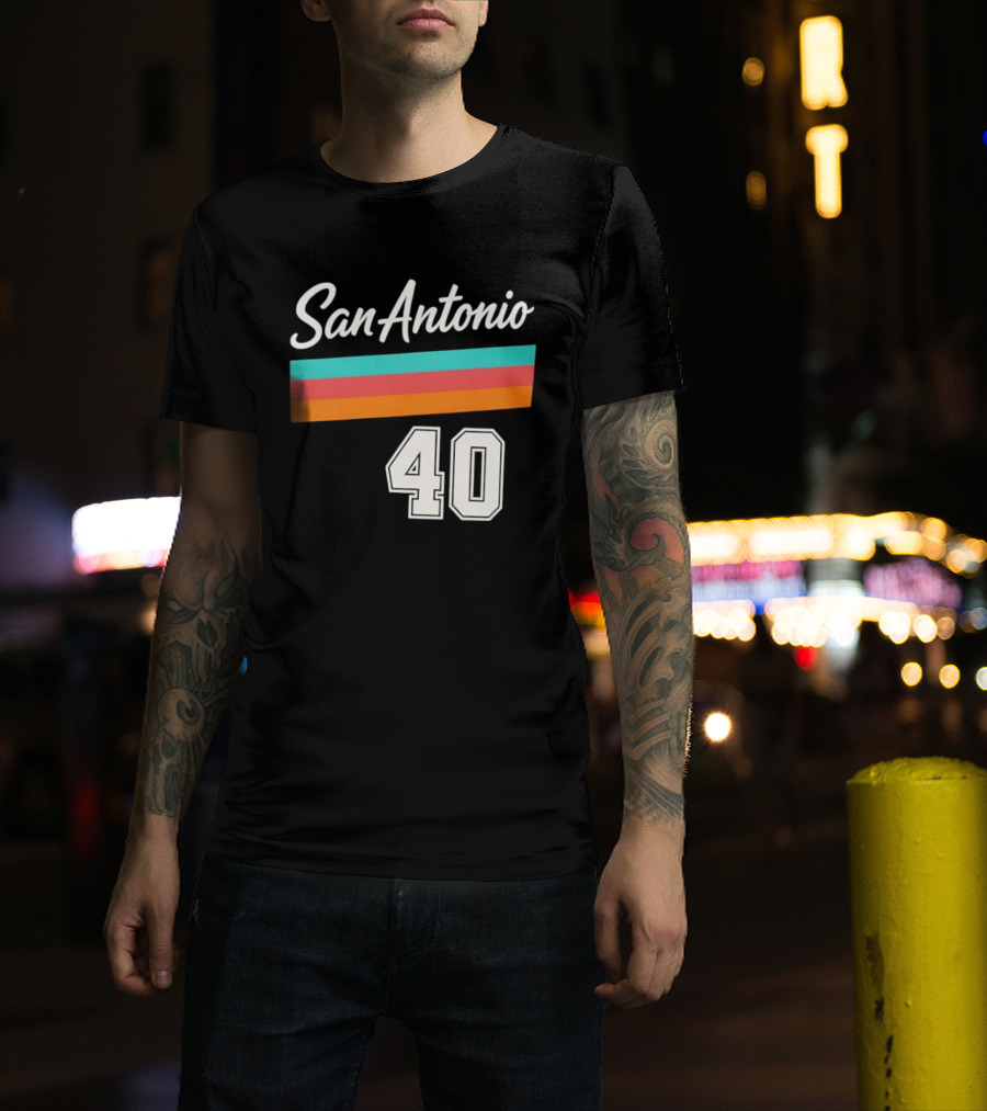 San Antonio Spurs NBA San Antonio 40 Retro Stripes T-Shirt
