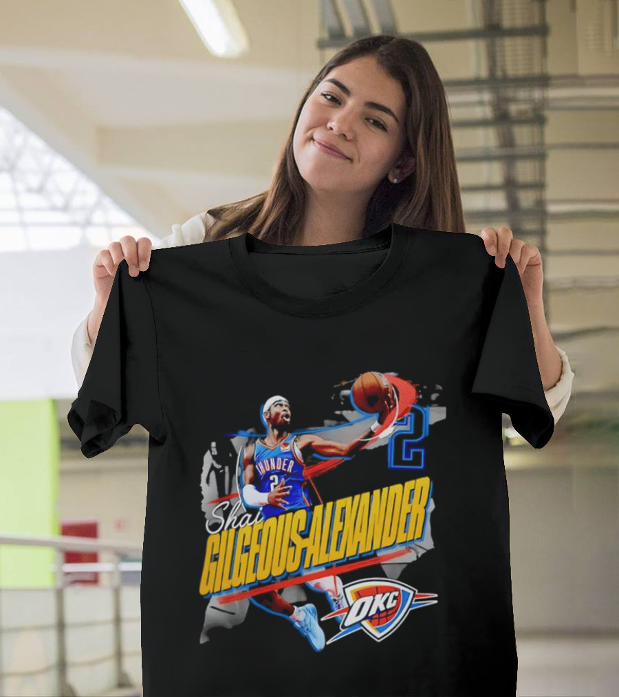 Shai Gilgeous Alexander Oklahoma City Thunder NBA OKC Blue Jersey Number 2 T-Shirt
