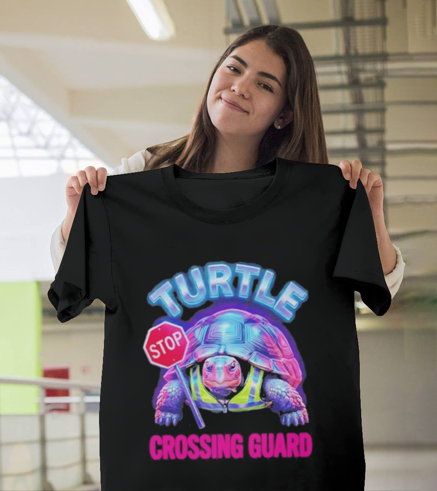 Turtle Stop Crossing Guard Neon Vibe T-Shirt