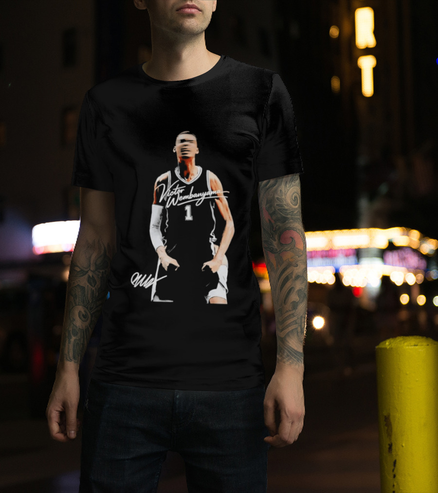 Victor Wembanyama San Antonio Spurs 2023 NBA Draft Number 1 Jersey Signature T-Shirt