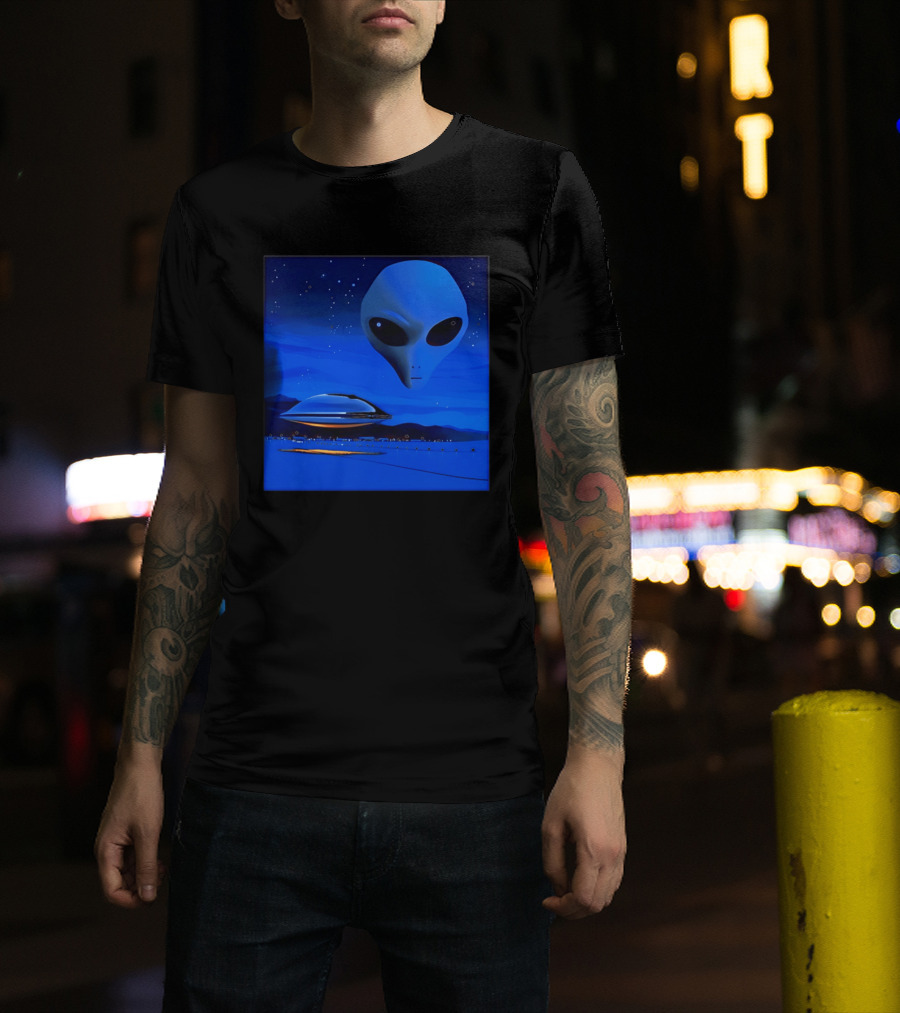 Aline UFO Portrait Night Sky Scene T-Shirt