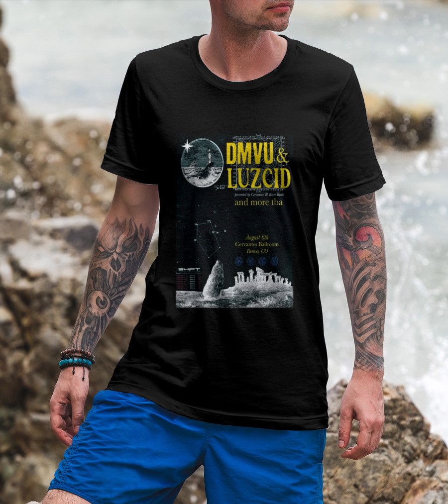 DMVU LUZCID August 6th Cervantes Ballroom Denver CO Lunar Lighthouse Constellation T-Shirt