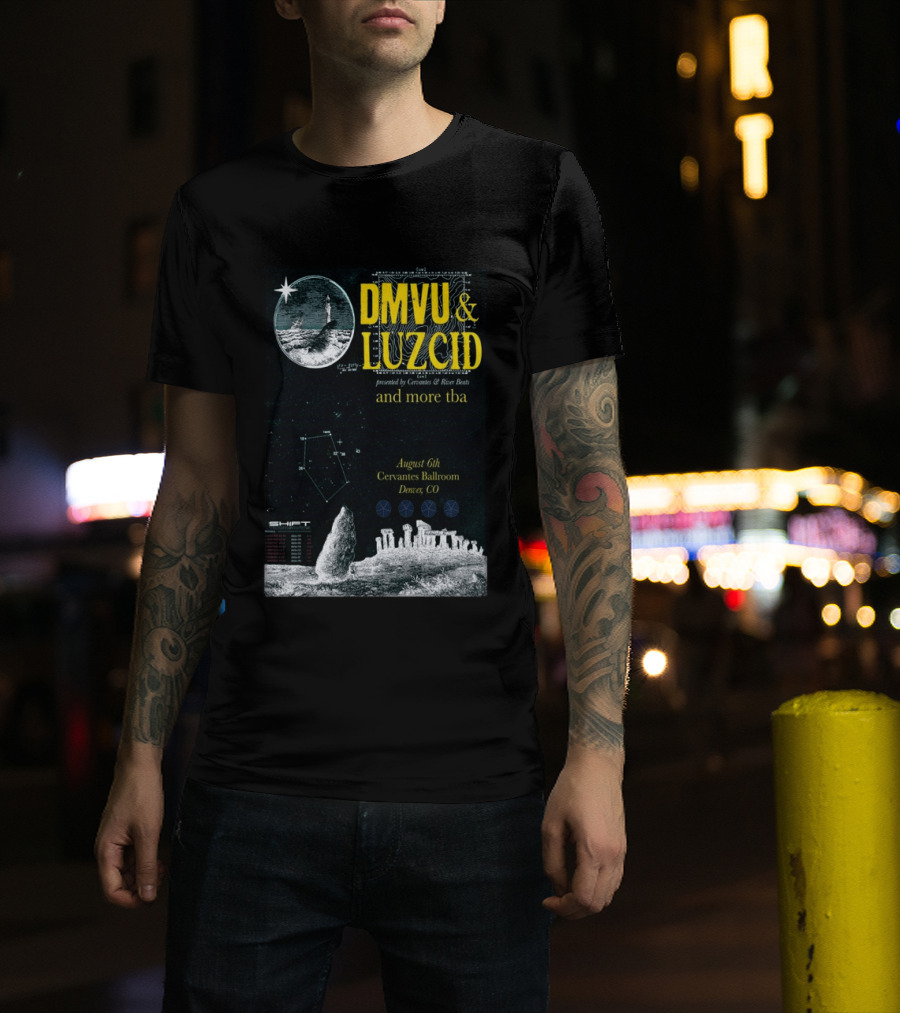 DMVU LUZCID August 6th Cervantes Ballroom Denver CO Lunar Lighthouse Constellation T-Shirt