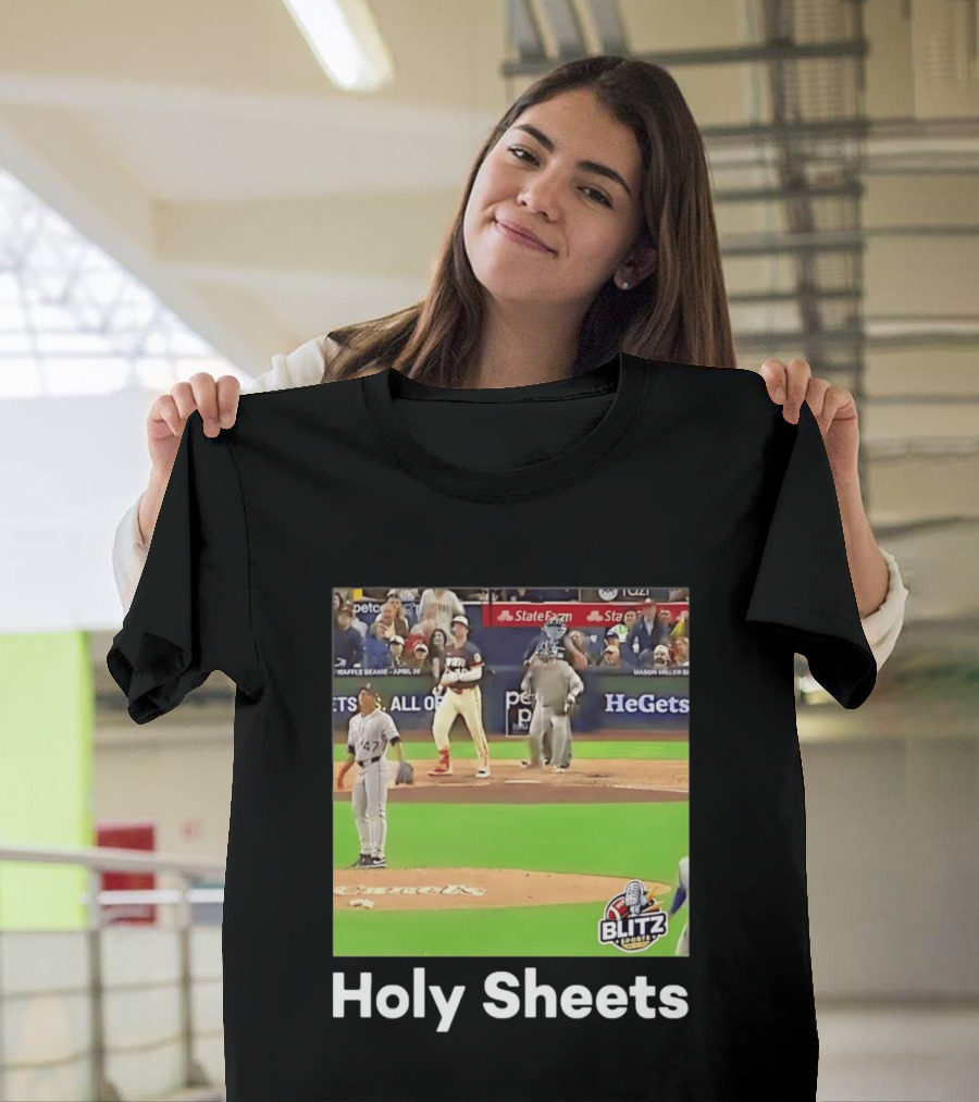 Mason Miller Holy Sheets Blitz Sports MLB HeGets State Farm Waffle Beanie T-Shirt