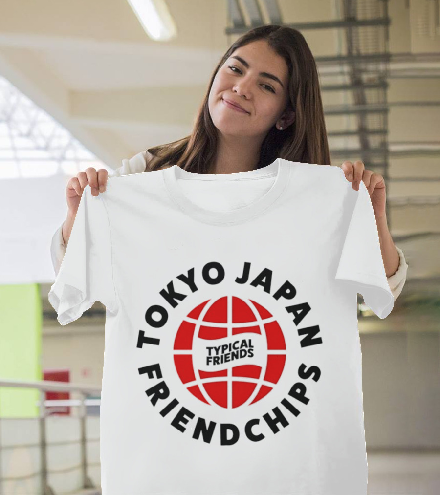 Tokyo Japan Friendchips Typical Friends Red Globe T-Shirt