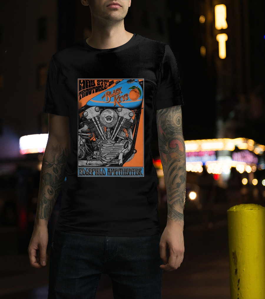 May 27 Troutdale OR The Black Keys Motorcycle Edgefield Amphitheater T-Shirt