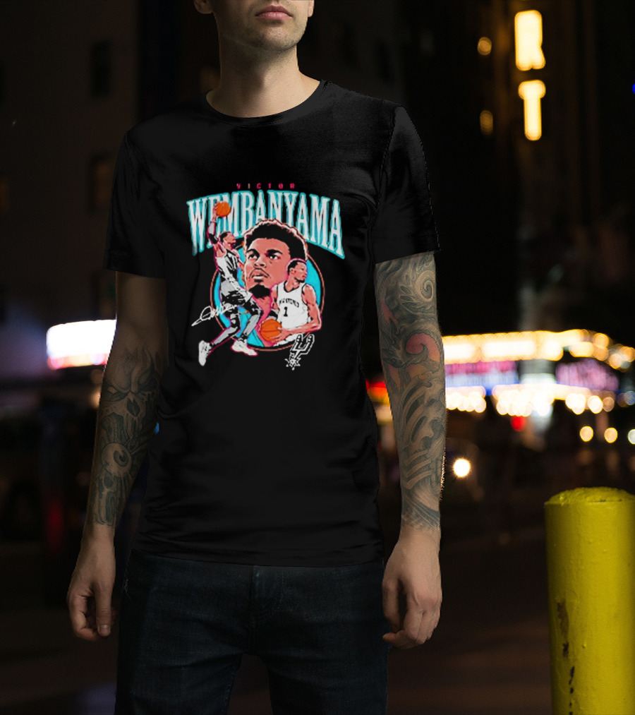 Victor Wembanyama San Antonio Spurs NBA Basketball Player Action Collage T-Shirt