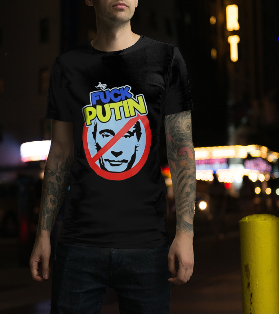 FUCK PUTIN Red Circle Icon With Blue And Yellow T-Shirt