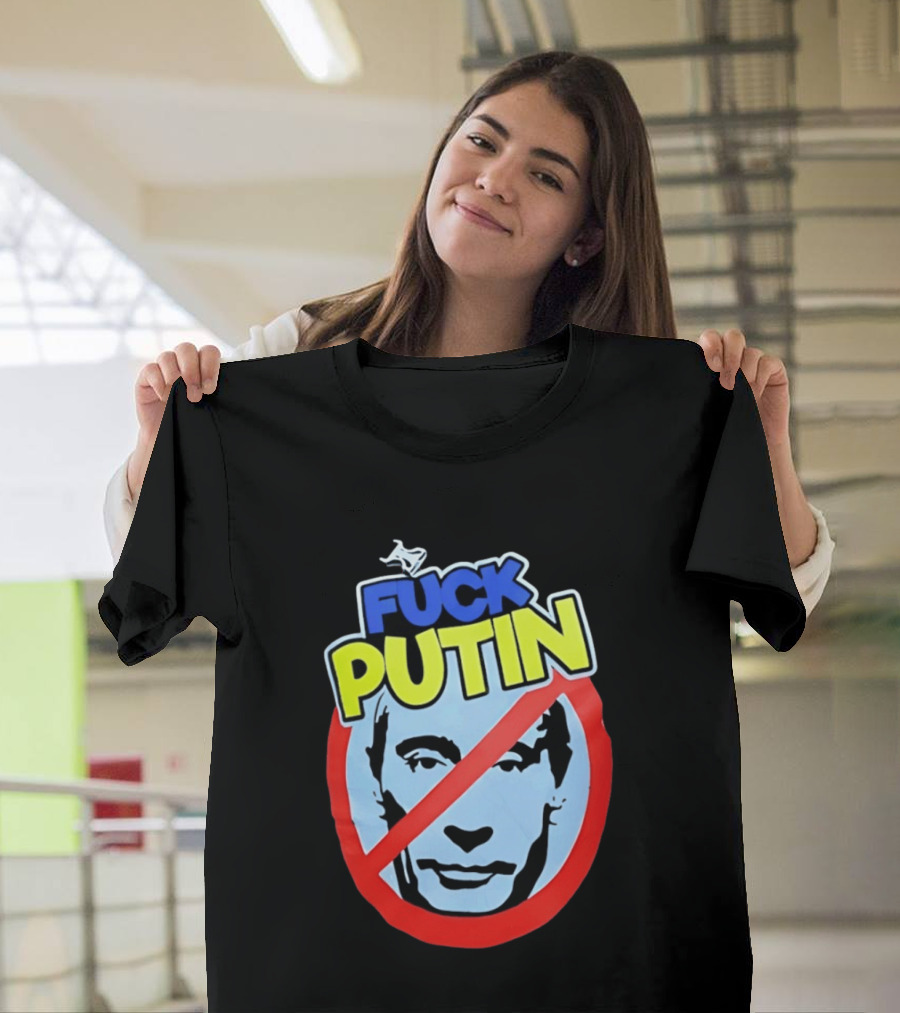 FUCK PUTIN Red Circle Icon With Blue And Yellow T-Shirt