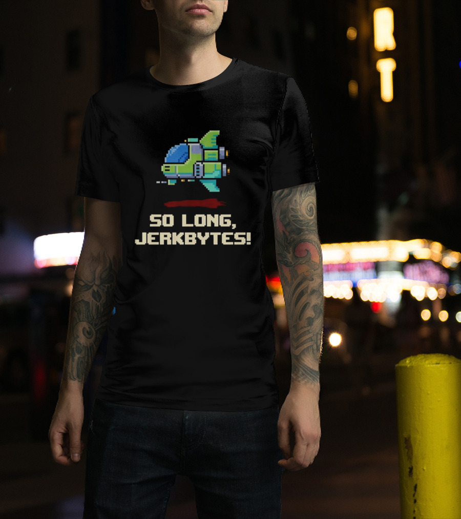 Pixel Spaceship So Long Jerkbytes Retro Sci Fi 8 Bit T-Shirt