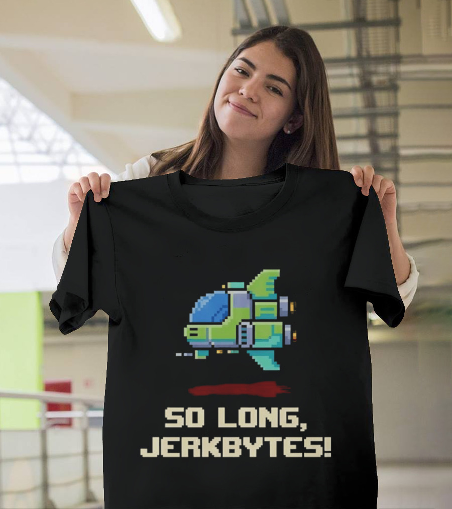 Pixel Spaceship So Long Jerkbytes Retro Sci Fi 8 Bit T-Shirt