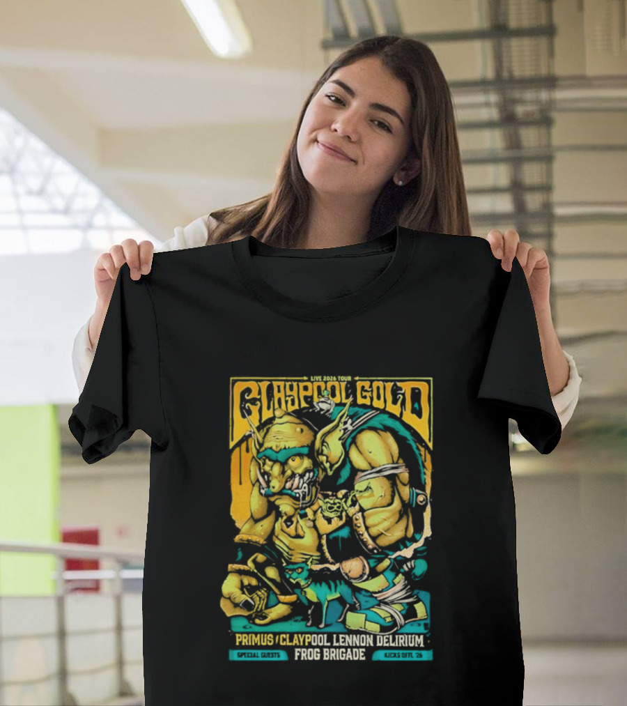 Primus Claypool Lennon Delirium Frog Brigade Crypto Gold Monster T-Shirt