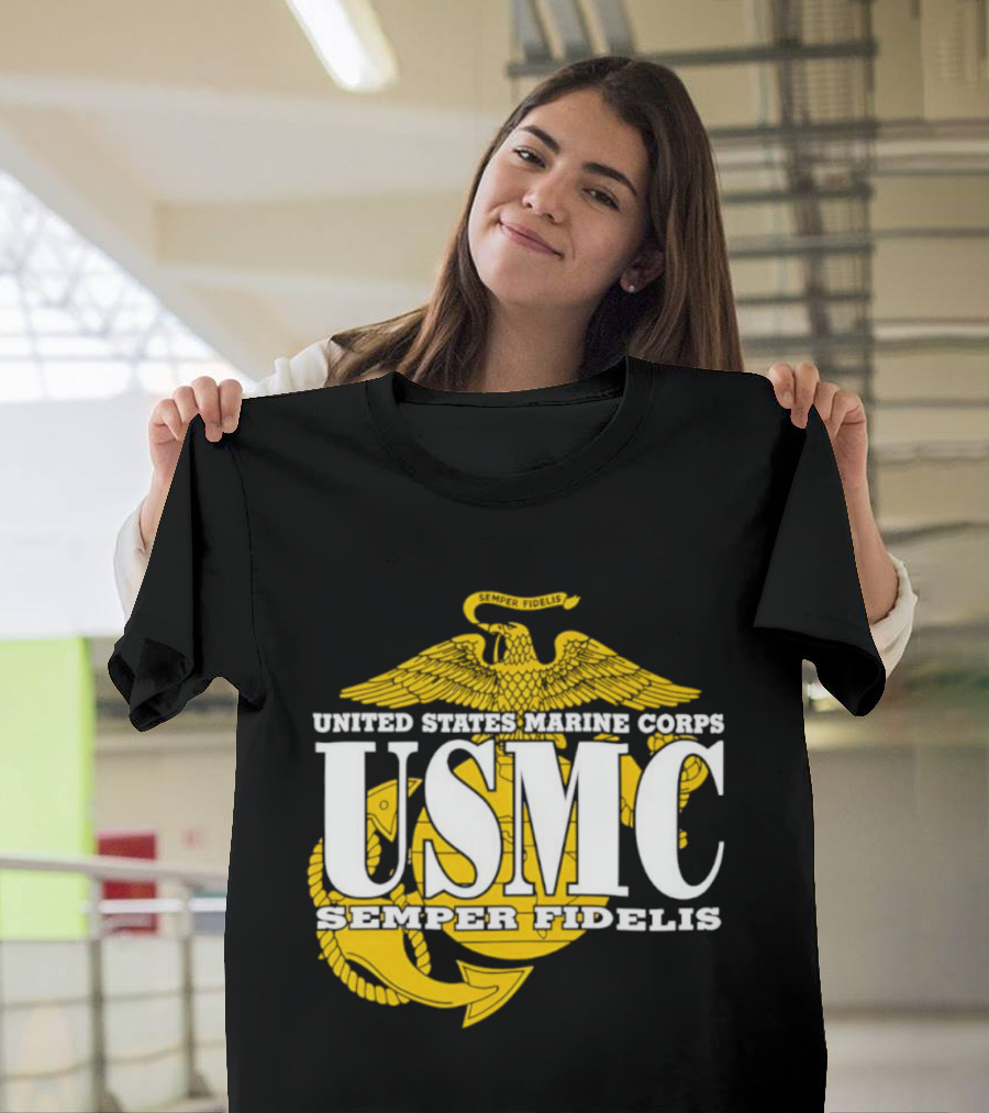 United States Marine Corps USMC Semper Fidelis Eagle Globe Anchor T-Shirt