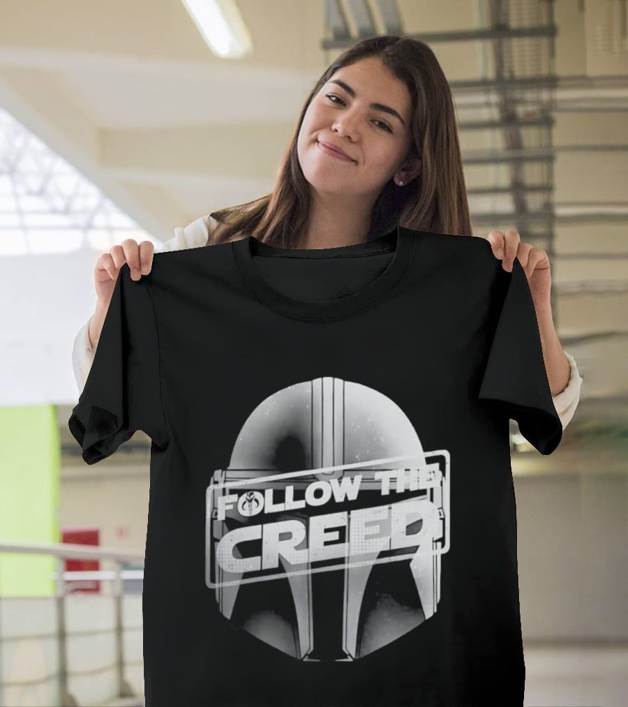 Mandalorian Helmet Follow The Creed Star Wars T-Shirt