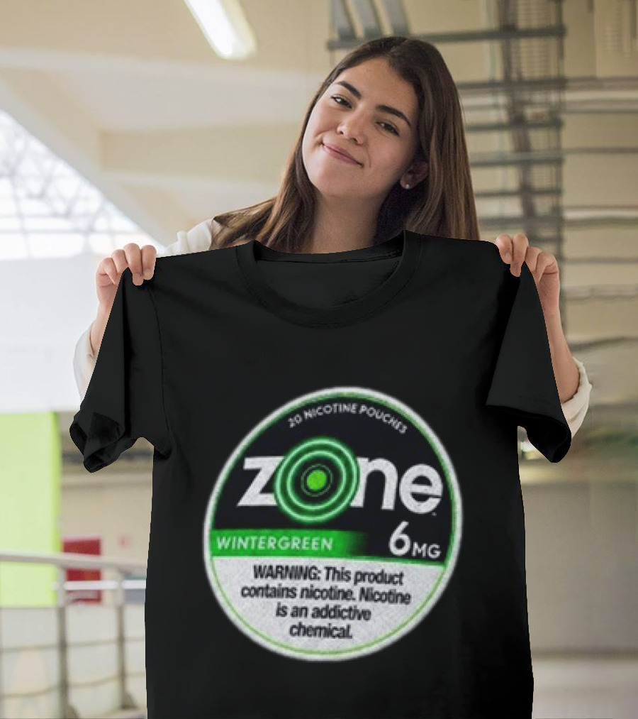20 Nicotine Pouches Zone Wintergreen 6mg Warning Contains Nicotine T-Shirt