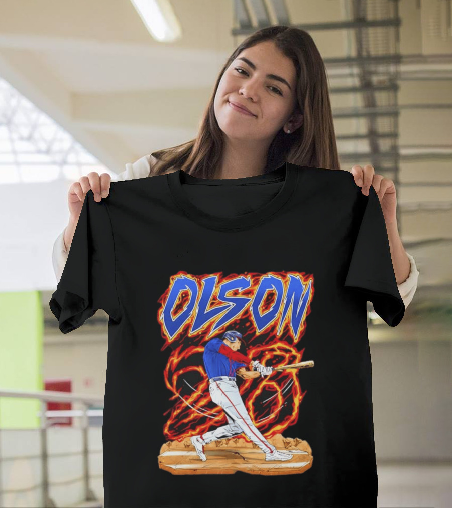 Olson Baseball Player Batting With Intense Flame T-Shirt